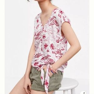 Anthropologie Tiny Seaside tie-front top size l nwt
